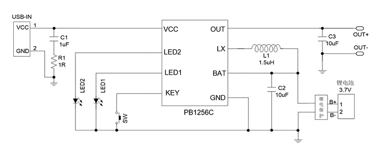 典型应用电路图PB1256C华芯邦